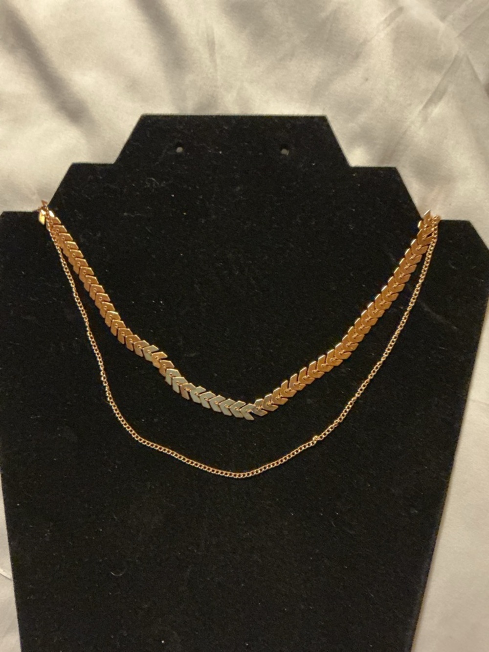 Gold Two-Layer Chevron Chain Necklace - Women Jewelry